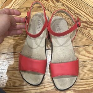 Hotter Red Sandals Classic Comfort Design